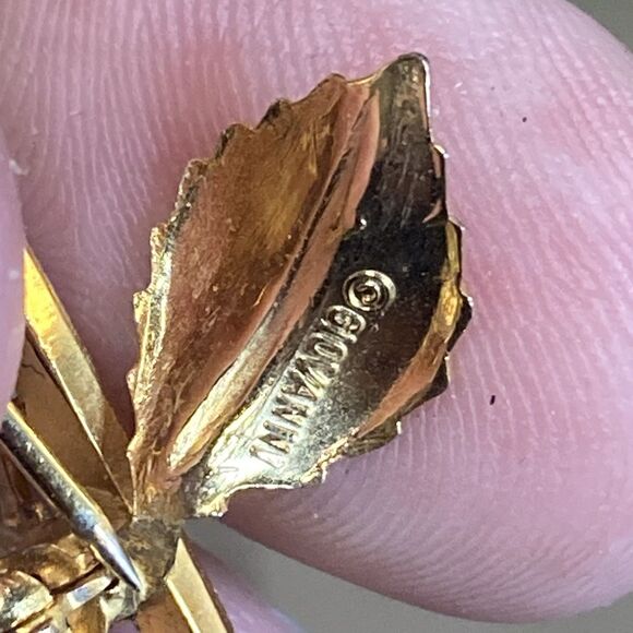 Vintage Giovanni Rose Brooch Pin Gold-Tone - Picture 4 of 8